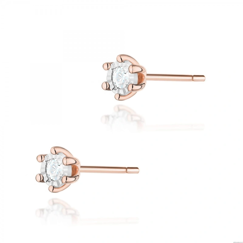 Kolczyki K0222BT Diament 2 x 0,08ct różowe złoto