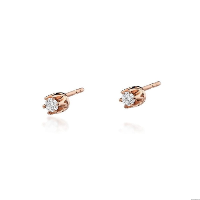 Kolczyki K0032 Diament 2 x 0,10ct różowe złoto