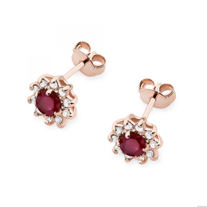 Kolczyki K0185 Rubin 2 x 0,15ct różowe złoto