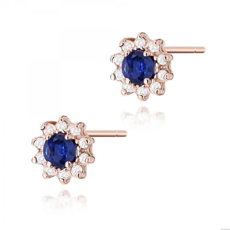Kolczyki K0185 Szafir 2 x 0,15ct różowe złoto