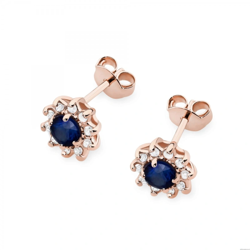 Kolczyki K0185 Szafir 2 x 0,15ct różowe złoto