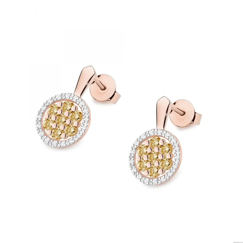Kolczyki K0440 z diamentami różowe złoto