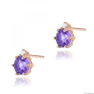 Kolczyki K0076 Ametyst 2 x 0,50ct różowe złoto