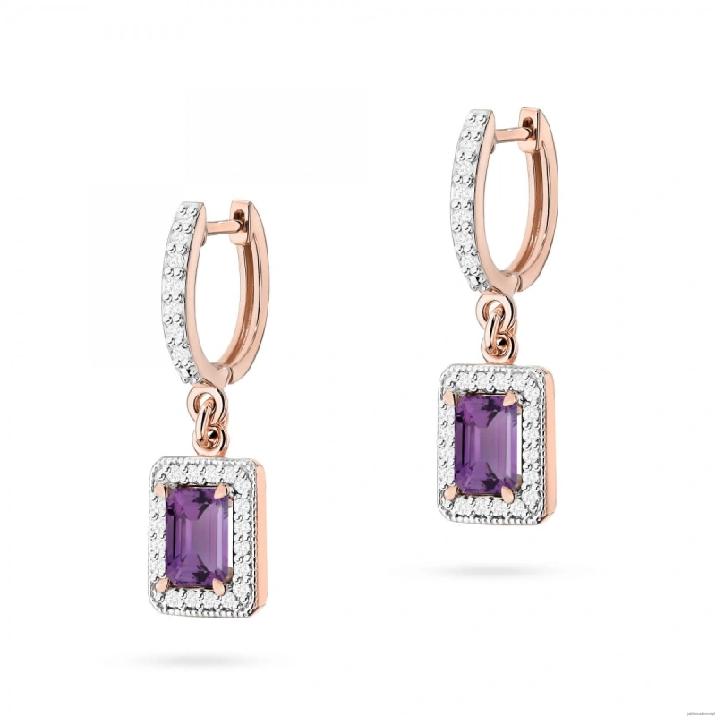 Kolczyki K0422 Ametyst 2 x 0,50ct różowe złoto