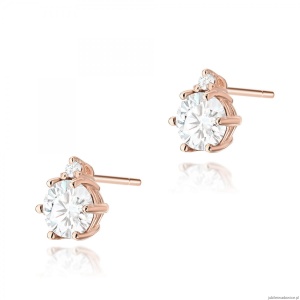 Kolczyki K0076 Biały Szafir 2 x 0,60ct różowe złoto