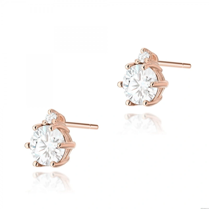 Kolczyki K0076 Biały Szafir 2 x 0,60ct różowe złoto