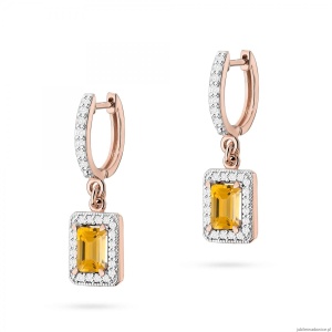 Kolczyki K0422 Cytryn 2 x 0,60ct różowe złoto