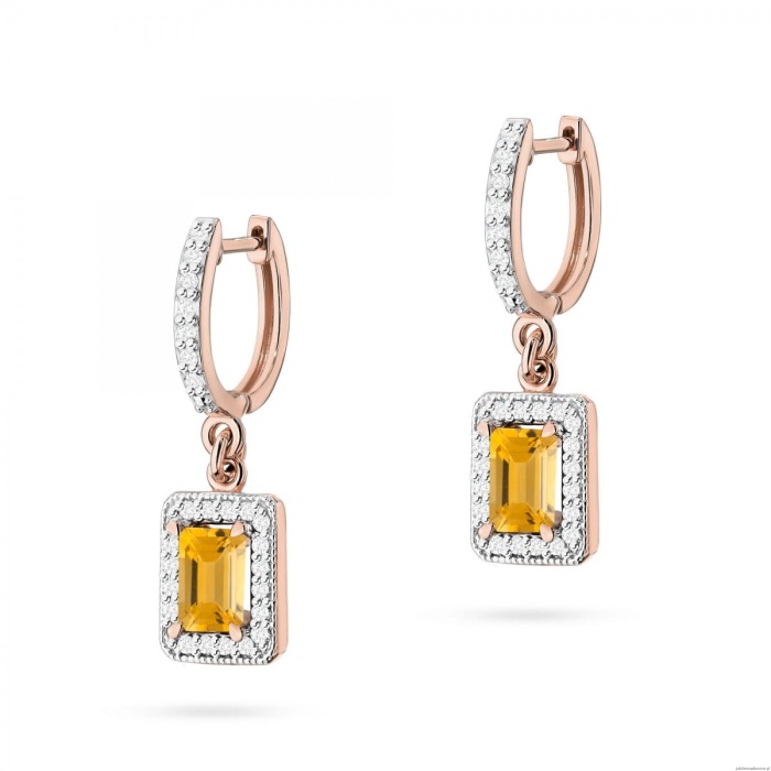 Kolczyki K0422 Cytryn 2 x 0,60ct różowe złoto