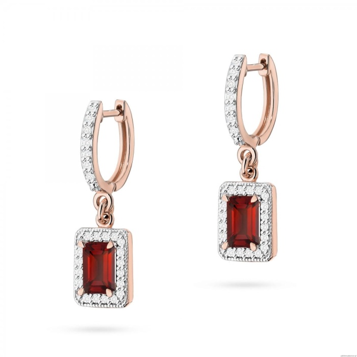 Kolczyki K0422 Granat 2 x 0,70ct różowe złoto