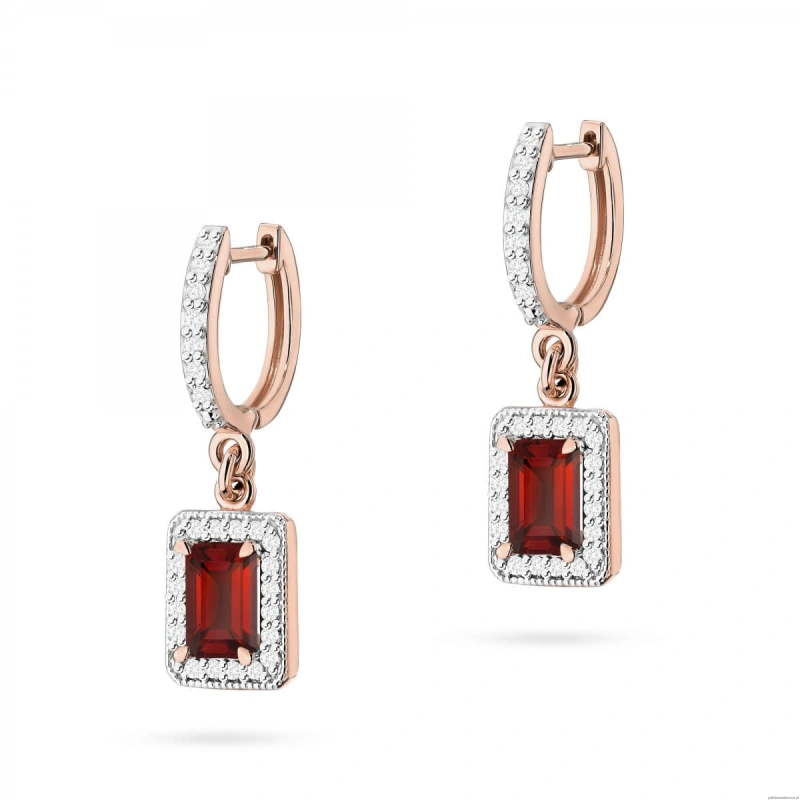 Kolczyki K0422 Granat 2 x 0,70ct różowe złoto