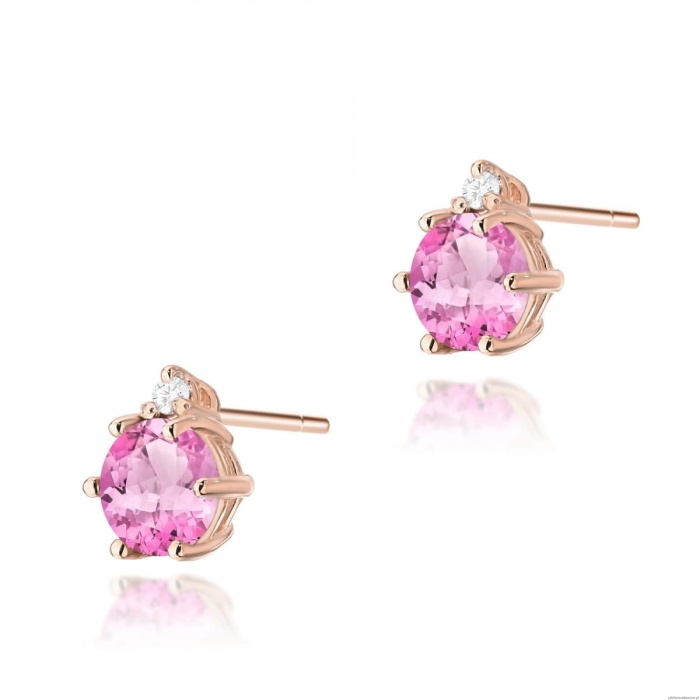 Kolczyki K0076 Różowy Topaz 2 x 0,60ct różowe złoto