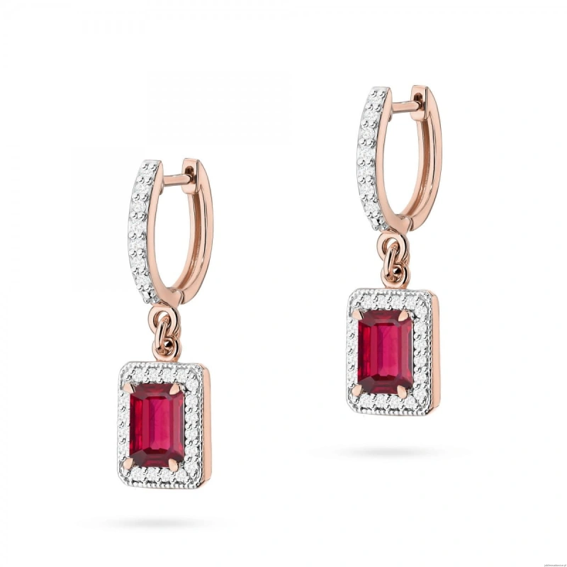 Kolczyki K0422 Rubin 2 x 0,80ct różowe złoto