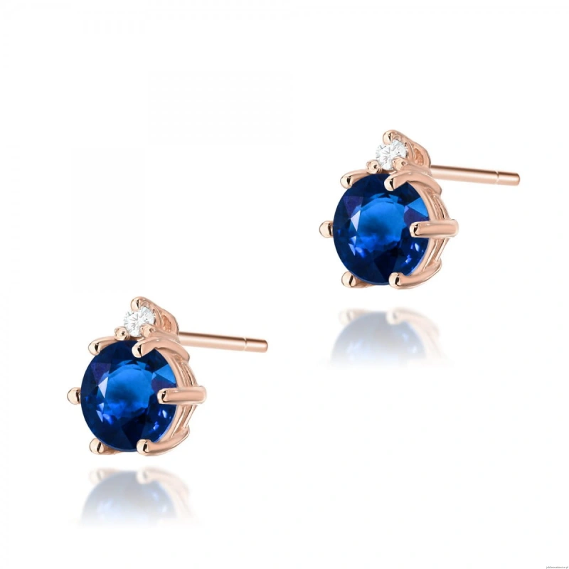 Kolczyki K0076 Szafir 2 x 0,50ct różowe złoto