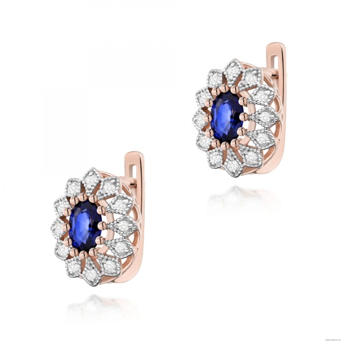 Kolczyki K0354 Szafir 2 x 0,70ct różowe złoto
