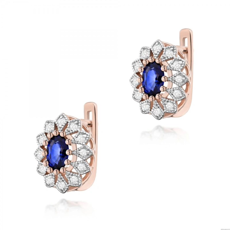 Kolczyki K0354 Szafir 2 x 0,70ct różowe złoto