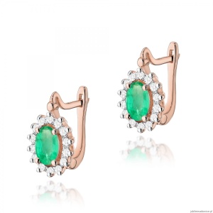 Kolczyki K0182 Szmaragd 2 x 0,40ct różowe złoto