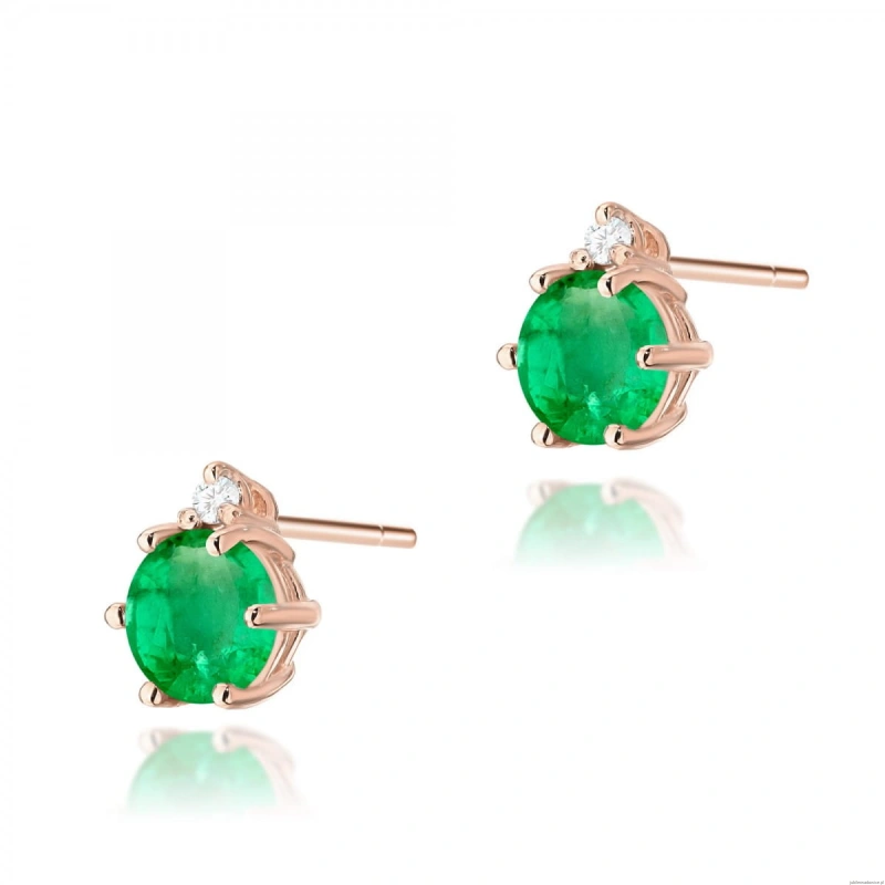 Kolczyki K0076 Szmaragd 2 x 0,50ct różowe złoto