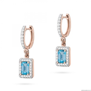 Kolczyki K0422 Topaz 2 x 0,65ct różowe złoto
