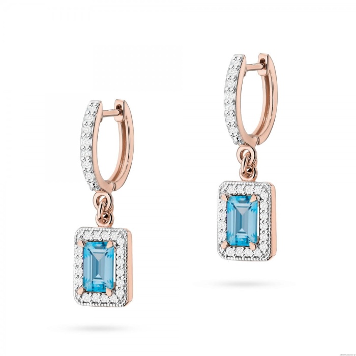 Kolczyki K0422 Topaz 2 x 0,65ct różowe złoto