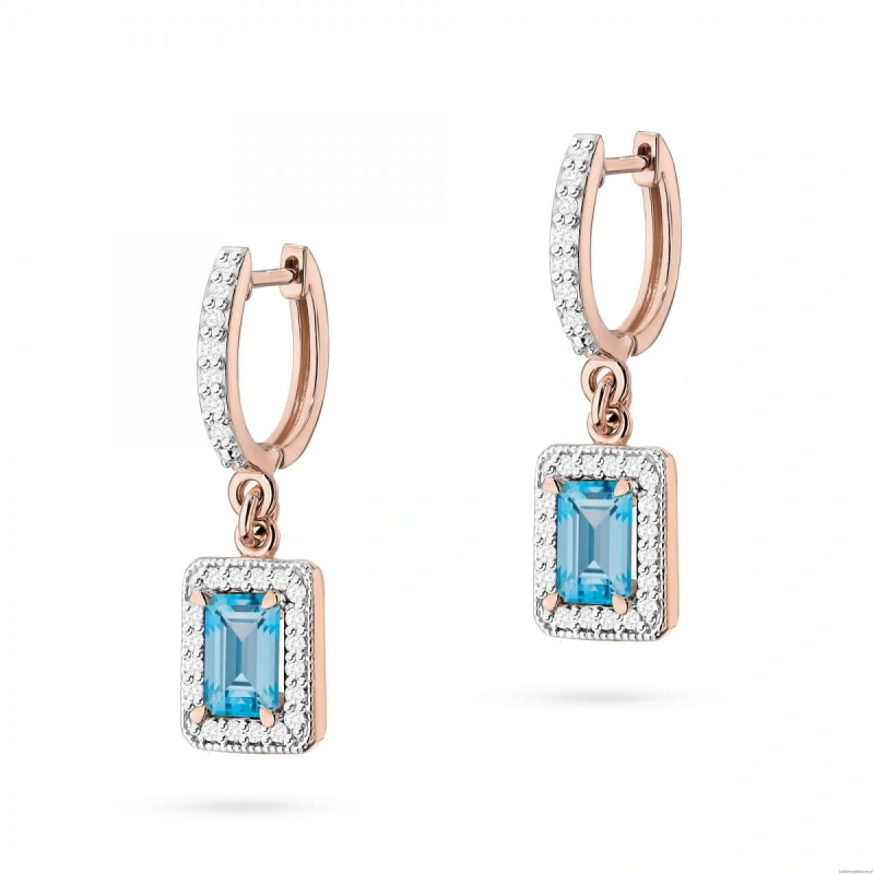 Kolczyki K0422 Topaz 2 x 0,65ct różowe złoto