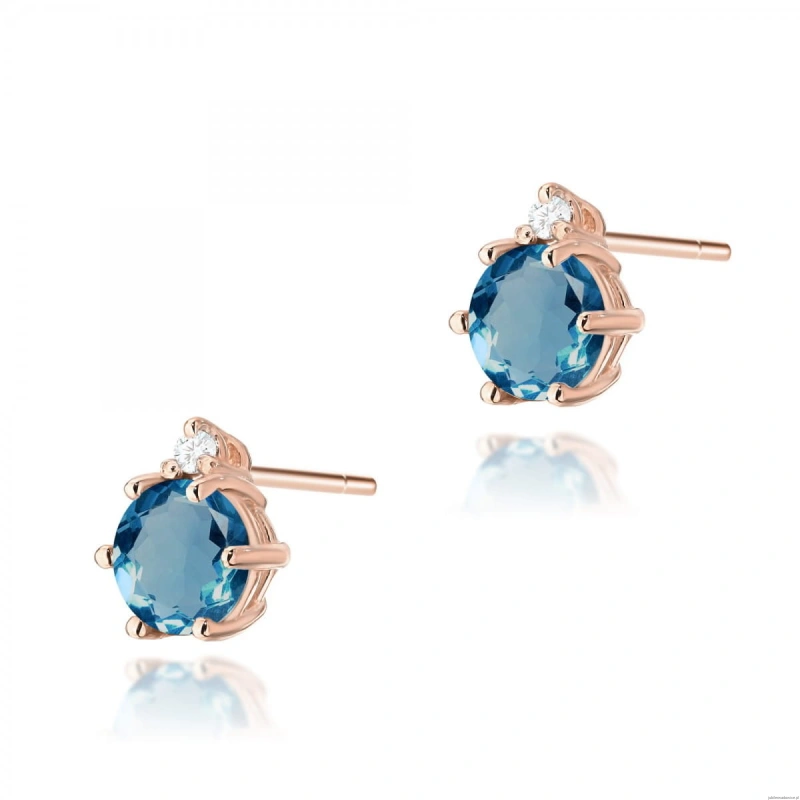 Kolczyki K0076 Topaz London Blue 2 x 0,50ct różowe złoto