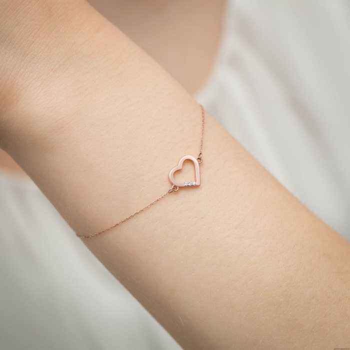 Bransoletka B008 z diamentami różowe złoto