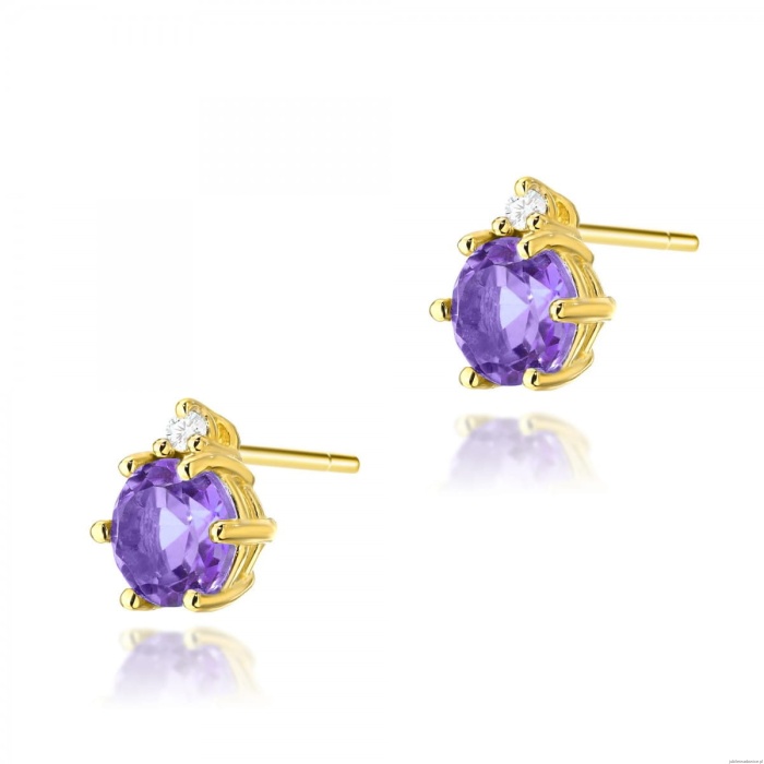 Kolczyki K0076 Ametyst 2 x 0,50ct żółte złoto
