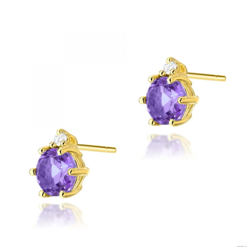 Kolczyki K0076 Ametyst 2 x 0,50ct żółte złoto