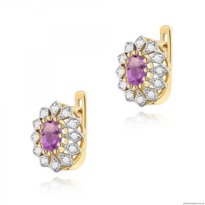 Kolczyki K0354 Ametyst 2 x 0,40ct żółte złoto