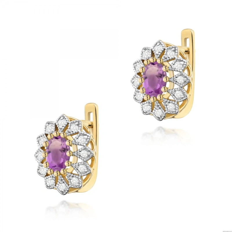 Kolczyki K0354 Ametyst 2 x 0,40ct żółte złoto