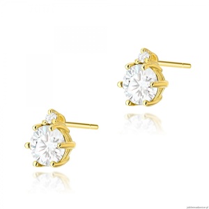 Kolczyki K0076 Biały Szafir 2 x 0,50ct żółte złoto