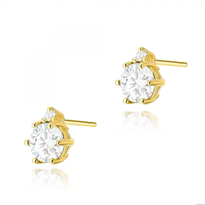 Kolczyki K0076 Biały Szafir 2 x 0,50ct żółte złoto