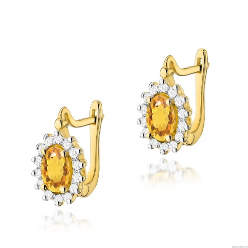 Kolczyki K0182 Cytryn 2 x 0,60ct żółte złoto