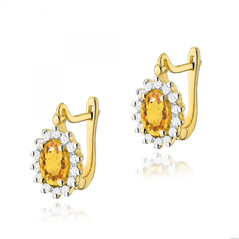 Kolczyki K0182 Cytryn 2 x 0,60ct żółte złoto