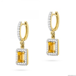 Kolczyki K0422 Cytryn 2 x 0,60ct żółte złoto