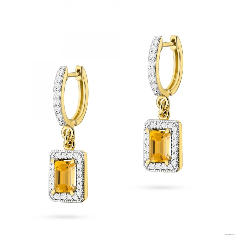 Kolczyki K0422 Cytryn 2 x 0,60ct żółte złoto