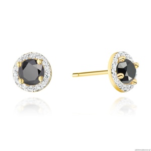 Kolczyki K0509 Czarny Diament 2 x 0,50ct żółte złoto