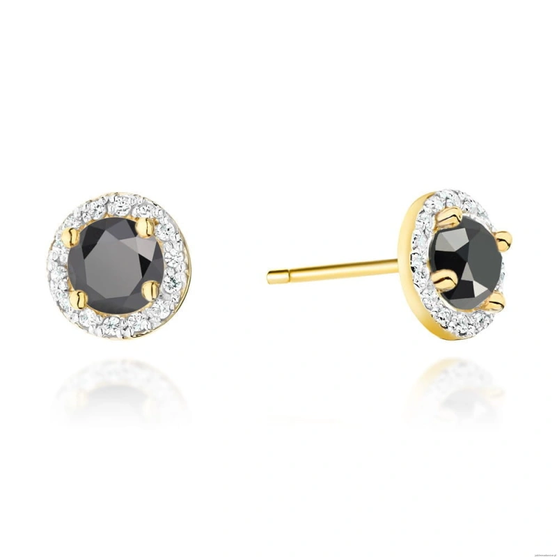 Kolczyki K0509 Czarny Diament 2 x 0,50ct żółte złoto