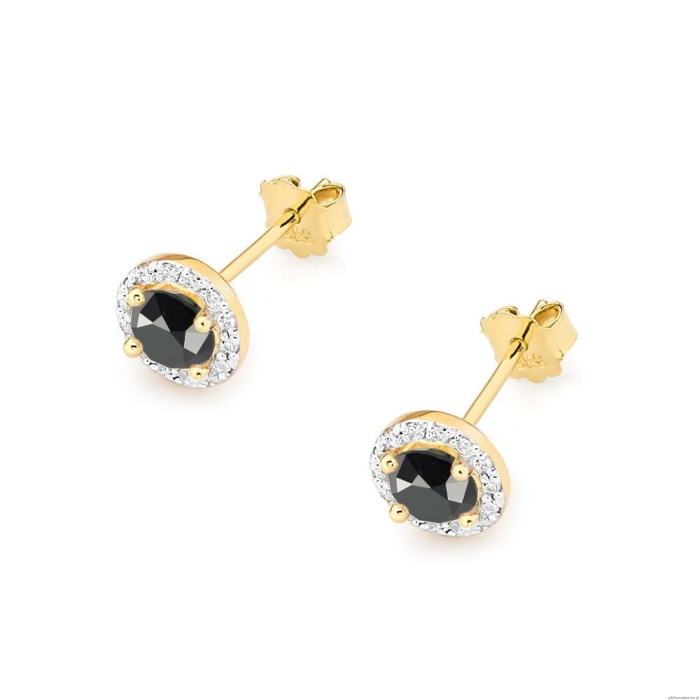 Kolczyki K0509 Czarny Diament 2 x 0,50ct żółte złoto
