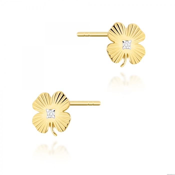 Kolczyki K0073 Diament 2 x 0,005ct żółte złoto