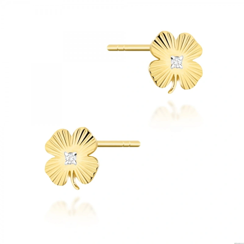 Kolczyki K0073 Diament 2 x 0,005ct żółte złoto