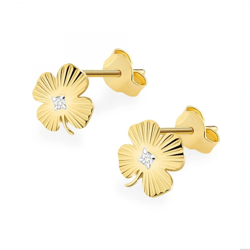 Kolczyki K0073 Diament 2 x 0,005ct żółte złoto