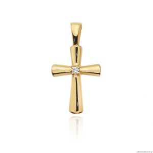 Krzyż K003 Diament 0,0145ct żółte złoto