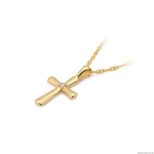 Krzyż K003 Diament 0,0145ct żółte złoto