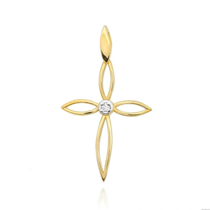 Krzyżyk K029 Diament 0,02ct żółte złoto