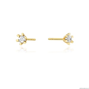 Kolczyki K0029 Diament 2 x 0,0086ct żółte złoto