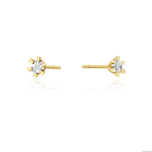 Kolczyki K0029 Diament 2 x 0,0086ct żółte złoto