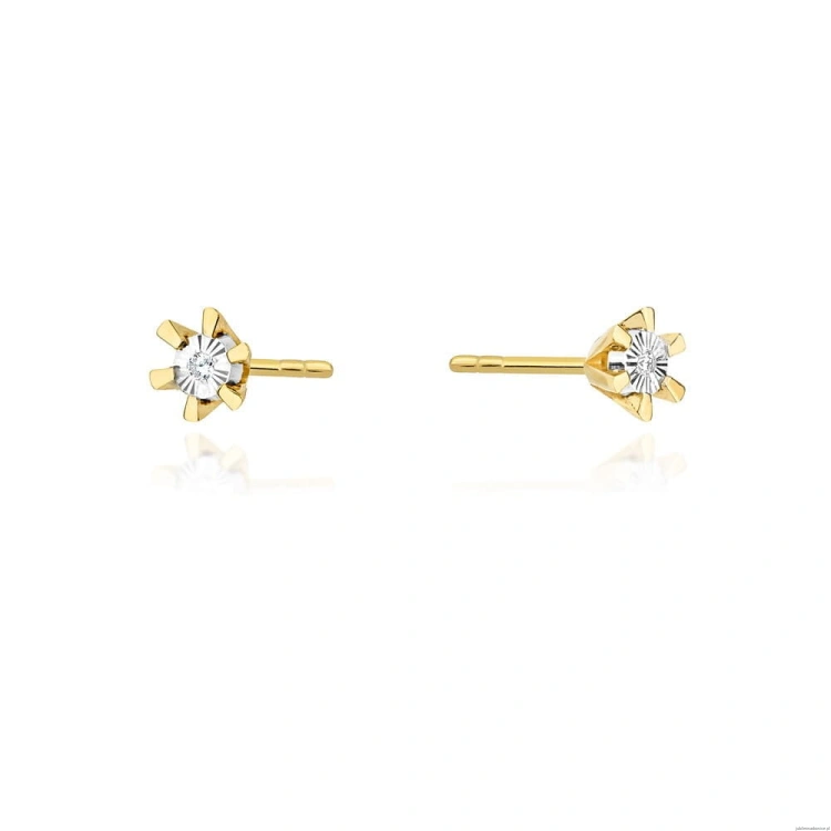 Kolczyki K0029 Diament 2 x 0,0086ct żółte złoto