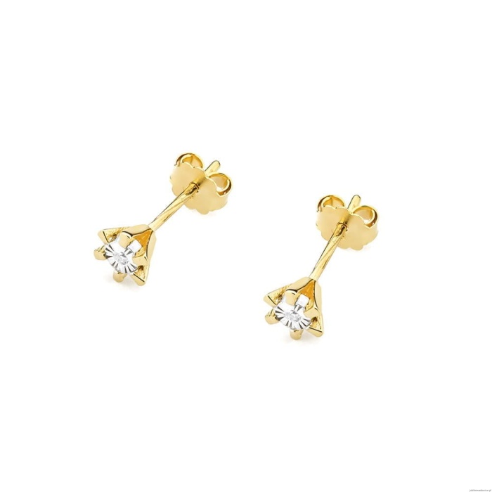 Kolczyki K0029 Diament 2 x 0,0086ct żółte złoto