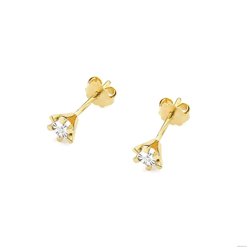 Kolczyki K0029 Diament 2 x 0,0086ct żółte złoto